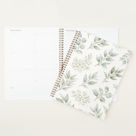 Weiches grünes botanisches Blättermuster Planer (Anzeige)
