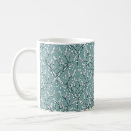 Weiches grünes botanisches Rebenmuster Kaffeetasse (Links)