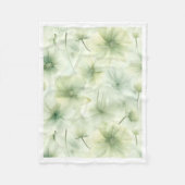Weiches grünes florales Wasserfarbenmuster Fleece- Fleecedecke (Vorderseite)