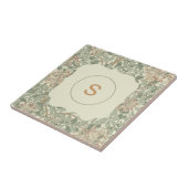 Weiches grünes Vintage-William-Morris-Geißblatt Fliese (Seite)