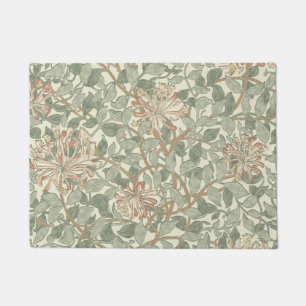 Weiches grünes Vintage-William-Morris-Geißblatt Fußmatte