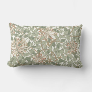 Weiches grünes Vintage-William-Morris-Geißblatt Lendenkissen