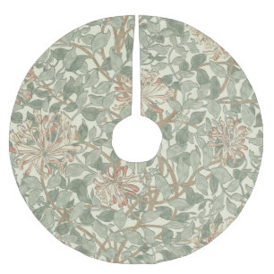 Weiches grünes Vintage-William-Morris-Geißblatt Polyester Weihnachtsbaumdecke