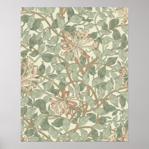 Weiches grünes Vintage-William-Morris-Geißblatt Poster