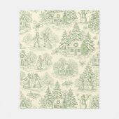 Weiches grünes Winterdorf-Toile-Muster Fleecedecke (Vorderseite)
