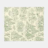 Weiches grünes Winterdorf-Toile-Muster Fleecedecke (Vorderseite (Horizontal))