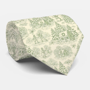 Weiches grünes Winterdorf-Toile-Muster Krawatte
