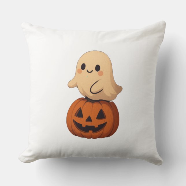 Weiches Halloween-Kissen mit einem süßen Geist auf Kissen (Vorderseite)