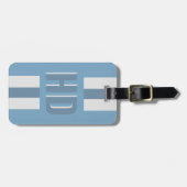 Weiches Hellblau gestreift, Shadow Monogramm moder Gepäckanhänger (Vorderseite horizontal)