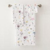 Weiches Hübsches Wasserfarben-Blume-Muster Weiß Badhandtuch Set (Insitu)