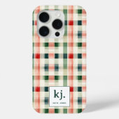 Weiches Immergrün-Gingham-Monogramm Case-Mate iPhone Hülle (Rückseite)