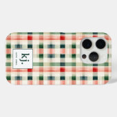 Weiches Immergrün-Gingham-Monogramm Case-Mate iPhone Hülle (Rückseite (Horizontal))