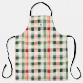 Weiches Immergrün-Gingham-Monogramm Schürze (Vorderseite)
