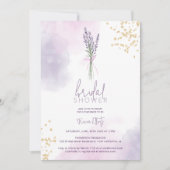 Weiches Lavendelgold Glitzer Blume Brautparty Einladung (Vorderseite)