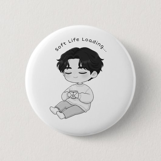 Weiches Leben Lade Cozy Chibi Jungen Tee Button (Vorderseite)