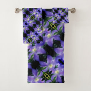 Weiches Lila Clematis Blume Abstraktes Muster Badhandtuch Set