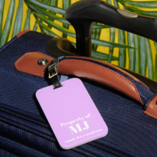 Weiches lila einfaches personalisiertes Monogramm Gepäckanhänger