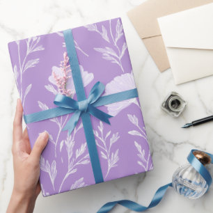 Weiches Lila Lavendel Weiß Blumenmuster Geschenkpapier