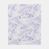 Weiches lila Lavendel weißes Blumenmuster Fleecedecke (Vorderseite)
