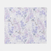 Weiches lila Lavendel weißes Blumenmuster Fleecedecke (Vorderseite (Horizontal))