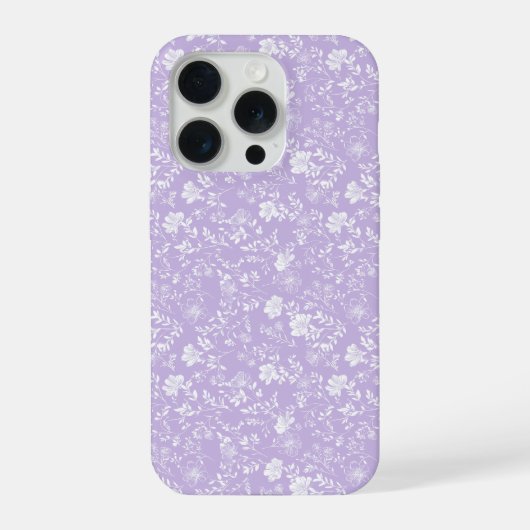 Weiches lila Lavendel weißes Blumenmuster iPhone Hülle (Rückseite)