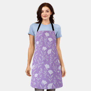 Weiches lila Lavendel weißes Blumenmuster Schürze