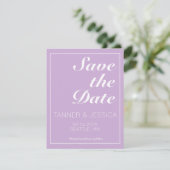 Weiches Lila & Weißes Save The Date QR Code (Stehend Vorderseite)