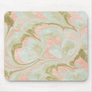 Weiches Marmor-Swirbelmuster Mint, Koralle und Oli Mousepad