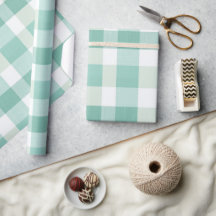 Weiches Minzgrün Weiß Frisches Gingham Karomuster