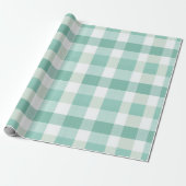 Weiches Minzgrün Weiß Frisches Gingham Karomuster Geschenkpapier (Ungerollt)