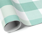 Weiches Minzgrün Weiß Frisches Gingham Karomuster Geschenkpapier (Rolleneckpunkt)