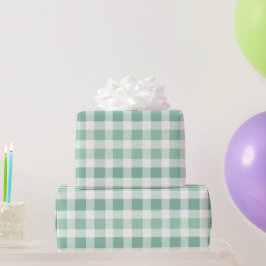 Weiches Minzgrün Weiß Frisches Gingham Karomuster Geschenkpapier