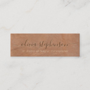 Weiches mittelbraunes Kunstleder Minimalist Mini Visitenkarte
