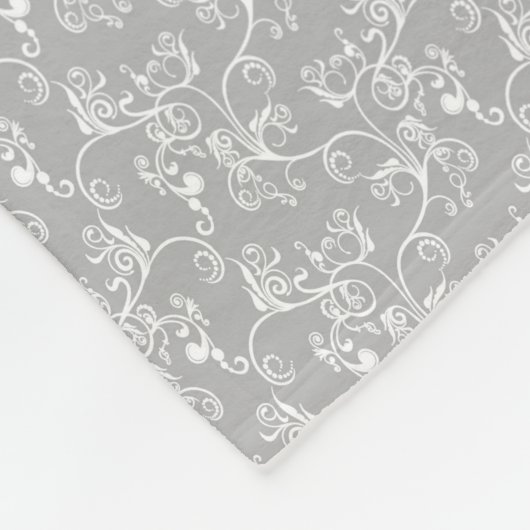 Weiches modernes White&Grey genannt Damask Fleecedecke (Ecke)