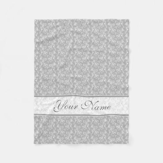 Weiches modernes White&Grey genannt Damask Fleecedecke (Vorderseite)