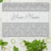 Weiches modernes White&Grey genannt Damask Geschirrtuch (Gefaltet)