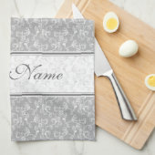 Weiches modernes White&Grey genannt Damask Geschirrtuch (Viertel Falte)
