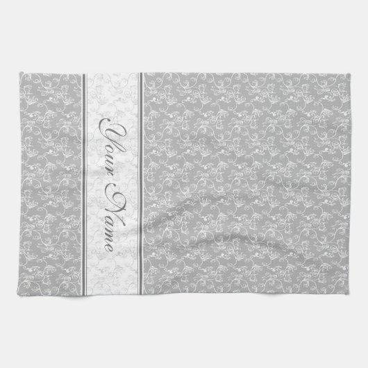 Weiches modernes White&Grey genannt Damask Geschirrtuch (Horizontal)