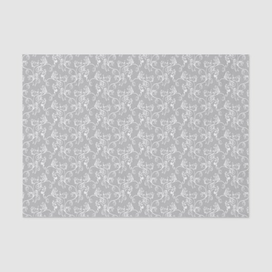 Weiches modernes White&Grey genannt Damask Seidenpapier (Vorderseite)