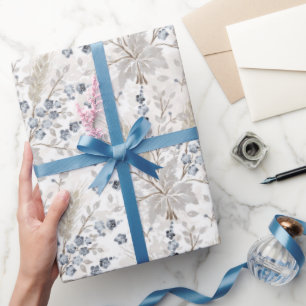 Weiches neutrales Boho-Blumen-Botanik-Muster Geschenkpapier