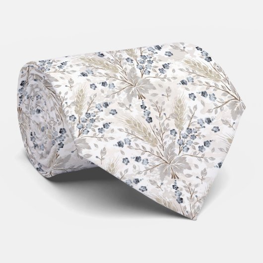 Weiches neutrales Boho-Blumen-Botanik-Muster Krawatte (Gerollt)