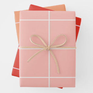 Weiches neutrales Gittermuster Minimales Kontrolld Geschenkpapier Set