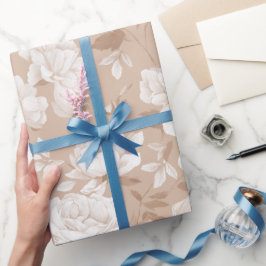 Weiches Neutrales Rosa Beiges Blumenmuster Geschenkpapier