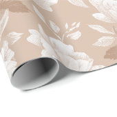 Weiches Neutrales Rosa Beiges Blumenmuster Geschenkpapier (Rolleneckpunkt)