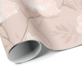 Weiches Neutrales Rosa Beiges Blumenmuster Geschenkpapier (Rolleneckpunkt)