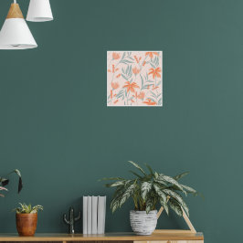 Weiches Orange und Salbei-Pfirsich-Blumen-Botanik Poster