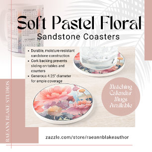 Weiches Pastell Blumen-Design Runde Sandstein-Unte Getränkeuntersetzer