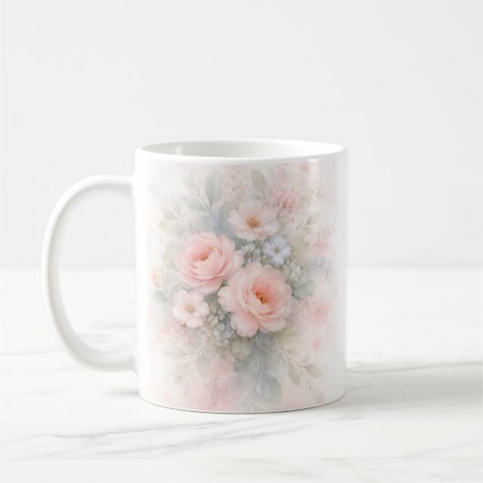 Weiches Pastell-Blumenbouquet Kaffeetasse (Links)