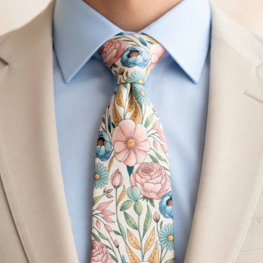 Weiches Pastell-Blumenmuster Krawatte
