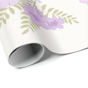 Weiches Pastell-Lila Jacaranda-Blüten Geschenkpapi Geschenkpapier